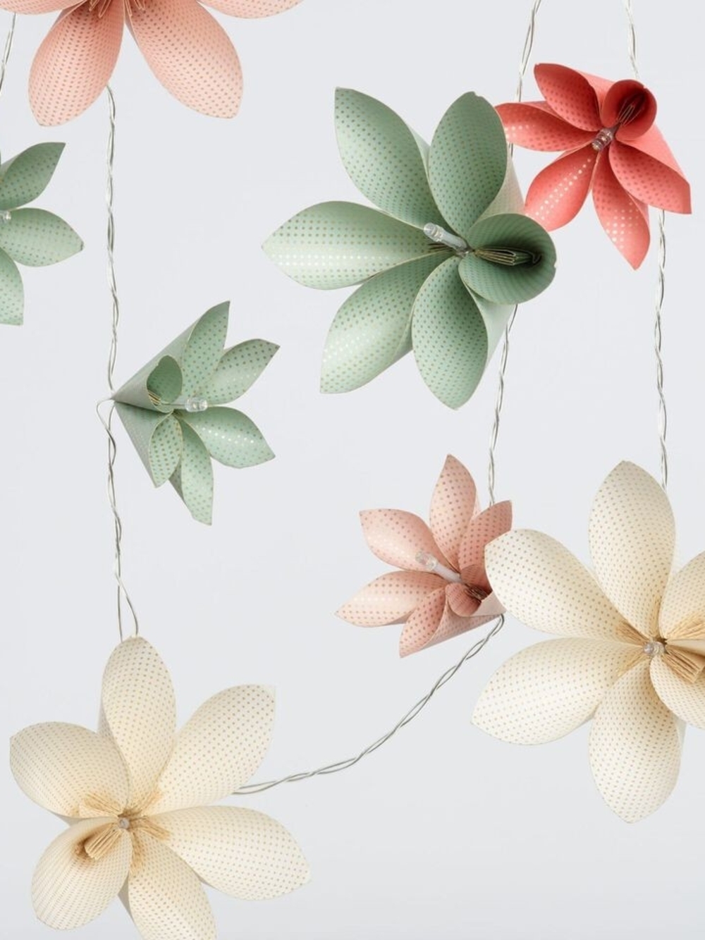 Paper Flower String Lights - Pastel Multicolor Home Holiday Decor